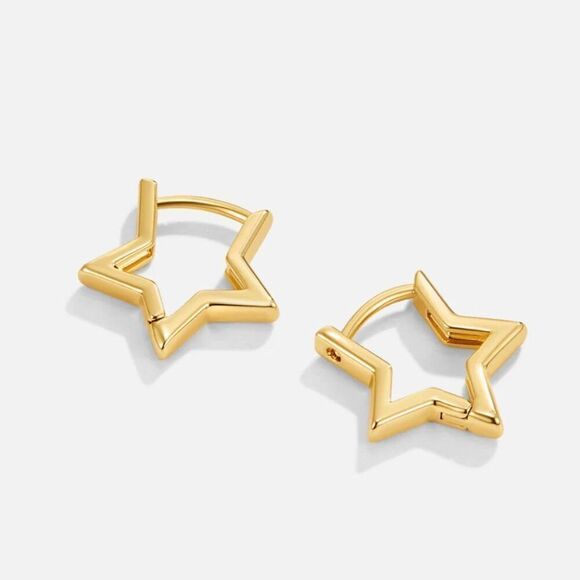 Gold Star Huggie Earrings - Picture 2 of 6